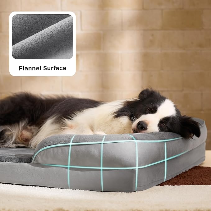 Bedsure L Plus Orthopedic Dog Bed for Large Dogs - Washable Dog Cat Bed Waterproof, L Plus Big Comfort Dogs Couch Sofa with Washable Removable Cover, Pet Bed with Nonskid Bottom, Grey, 38"