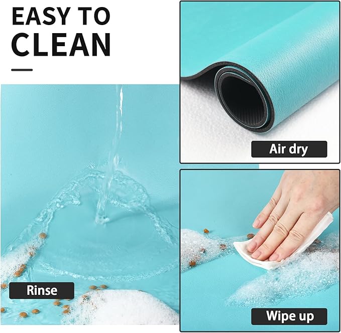 Dog Food Mat - Absorbent Cat Mat for Food and Water, No Stains Pet Feeding Bowl Mat, Easy to Clean Pet Placemats, Quick Dry Dog Water Dispenser Mat for Messy Drinkers | Teal 12"x 19"