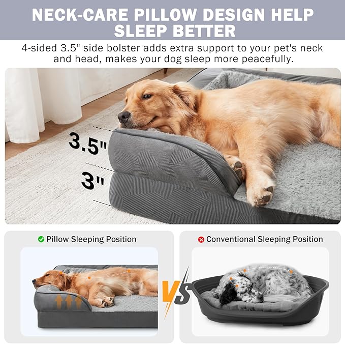 INVENHO Orthopedic Medium Dog Beds for Medium Dogs, Waterproof Egg-Crate Foam Dog Couch Bed with Washable Removable Cover, Waterproof Lining and Nonskid Bottom