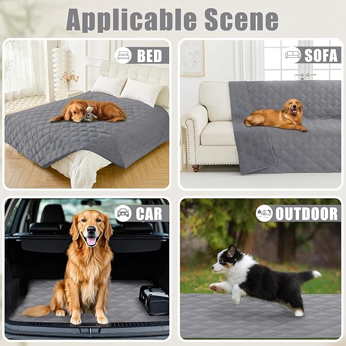 Smiry Waterproof Dog Bed Cover Blanket 30x53, Soft Reversible Pet Blanket, Washable Leakproof Cats Dogs Couch Cover for Sofa, Couch, Furniture, Grey/Grey