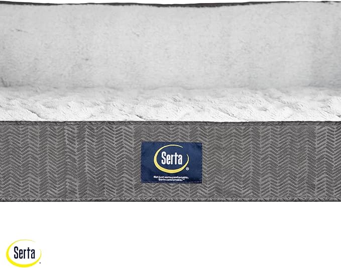 Serta Orthopedic Supportive Foam Quilted Couch Dog Bed with Soft Bolsters (Slate Gray) X-Large