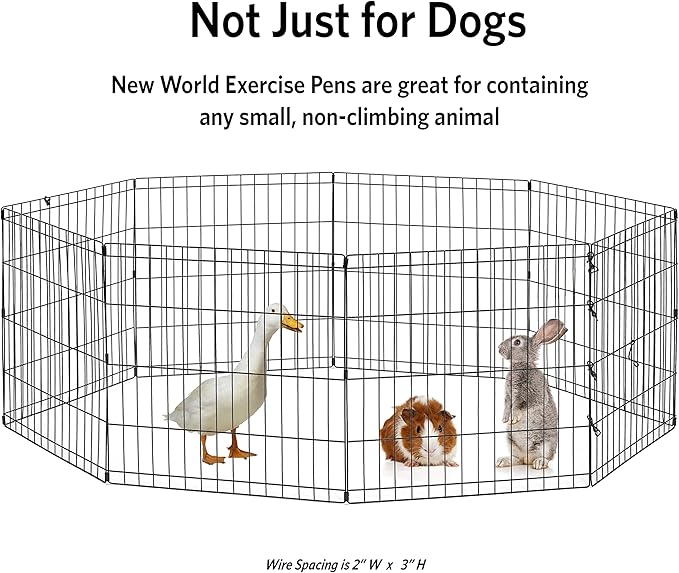 MidWest Homes for Pets Folding Metal Puppy / Dog Exercise Pen, Indoor/Outdoor Playpen with No Door, Provides 16 Sq Feet of Play Space, 24-Inches Tall, Black E-Coated