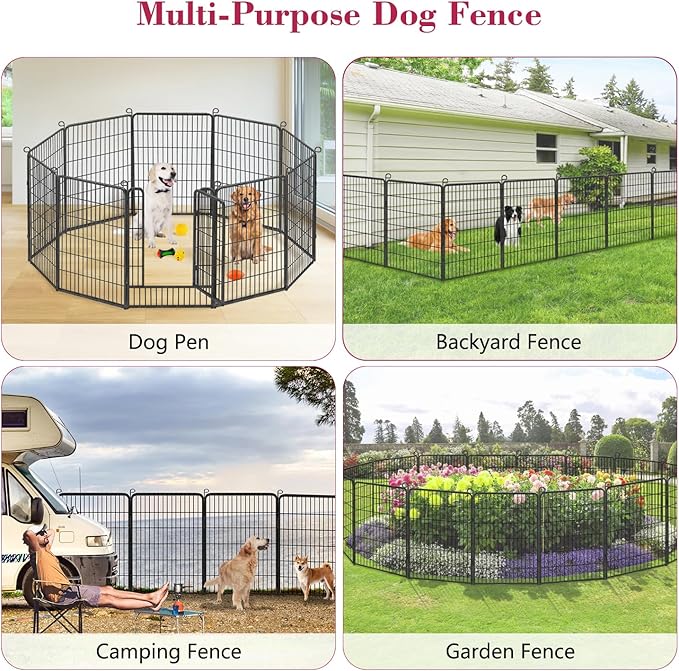 Dog Playpen Outdoor, 40 inch 10 Panels Heavy Duty Dog Fence for Indoor Outdoor, Rustproof Metal Dog Pen for Large Medium Small Dogs, Portable Pet Dog Fence for Yard, RV Camping