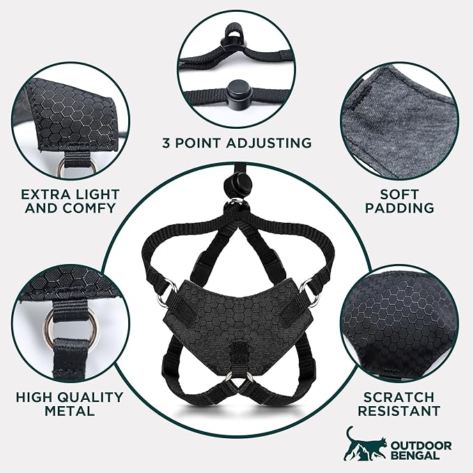 Houdini™ Escape Proof Cat Harness and Leash Set by OutdoorBengal – Tactical Vest for Walking – Comfy, Adjustable and Lightweight - Houdini Cat Harness Escape Proof for Cats + Cat Leash (Pink, M)