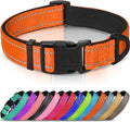 Joytale Reflective Dog Collar, Soft Neoprene Padded, Metal D-Ring, Nylon Pet Collar Adjustable for Medium Dogs, Orange, M