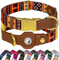 AirTag Dog Collar for Small Medium Large Breed - Adjustable Cute Pattern Dog Collar with Airtag Holder - Soft Leather Tracker GPS Apple Air Tag Pet Collars (X-Small, 9"-12" Neck Fit, Western)