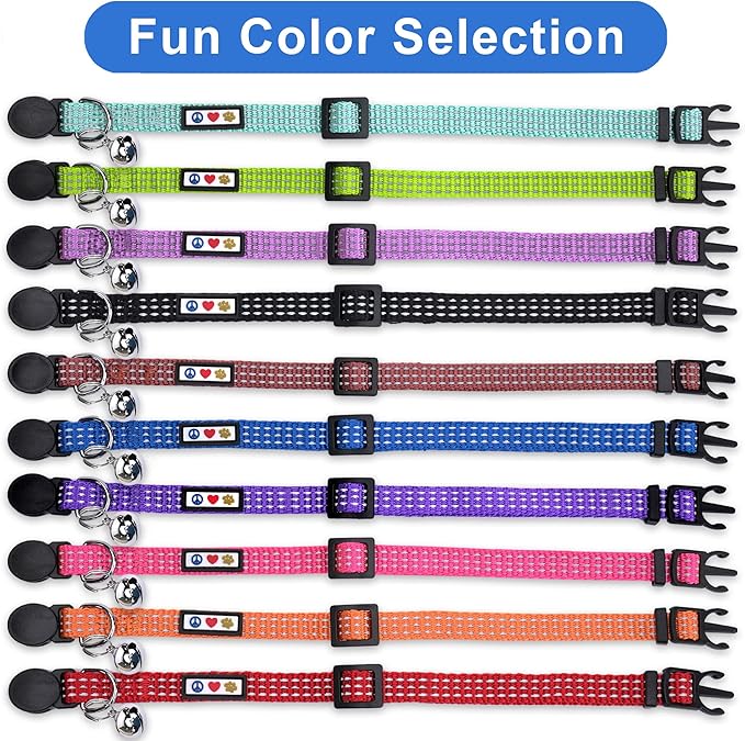 Pawtitas Reflective Brown Cat Collar with Safety Buckle and Removable Bell for Kitten and Cats Marsala