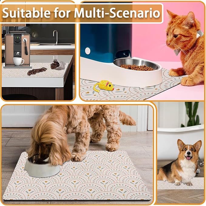 Absorbent Pet Dog Bowl Mat for Food and Water, Pet Cat Food Feeding Mat with Non Slip Rubber Backing, Dog Food Mats for Floors Waterproof, 24"x32"