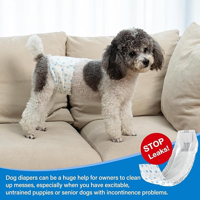 Pet Soft Disposable Male Dog Wraps - Dog Diapers for Male Dogs, Puppy Diapers 48pcs Medium
