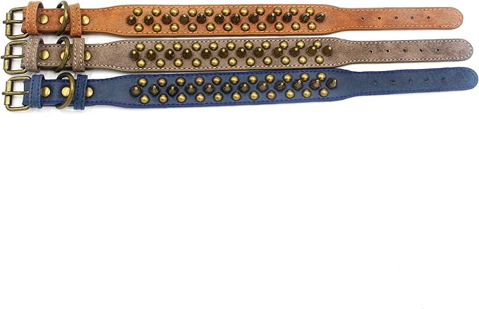 Spiked Dog Collar Soft Pu Leather Mushrooms Rivet Spike Studded Puppy Adjustable Pet Collars for Small Breeds (XS, Brown1)