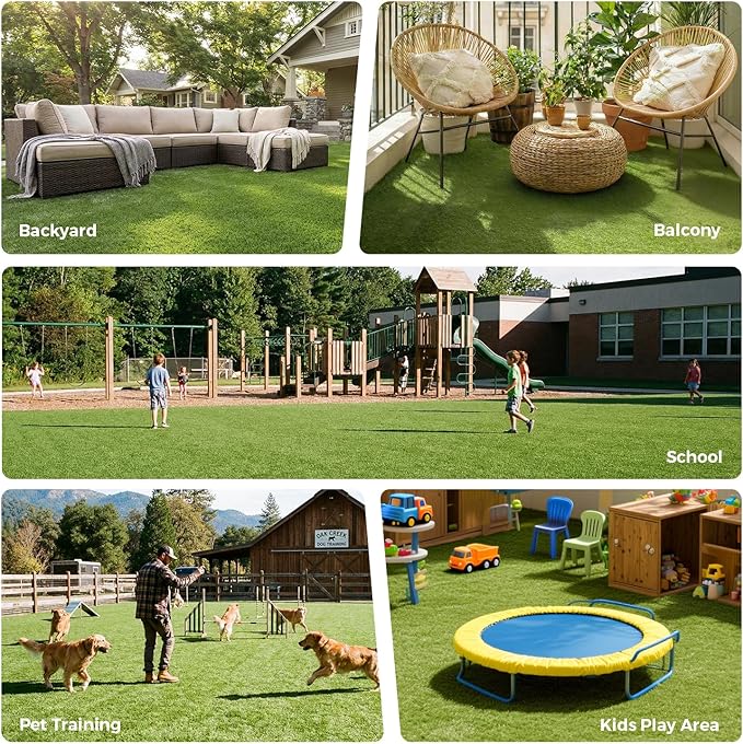 Artificial Grass Rug Indoor Outdoor, 3 x 5FT Faux Grass Turf with Drainage Holes, Realistic Artificial Lawn Rug Dog Pets Mat, Turf Carpet for Garden Lawn Landscape Balcony Patio Backyard Easter Decor