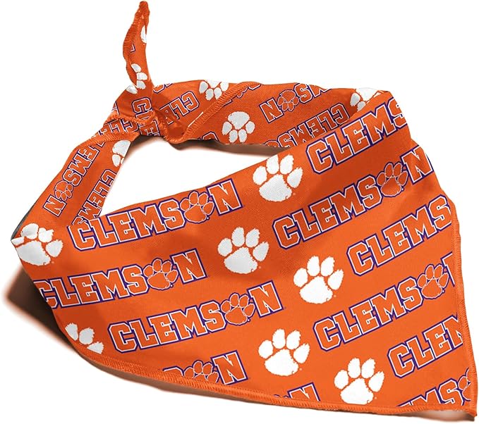 Clemson Tigers Officially Licensed Bandana for Dogs and Cats | Fits Pets Great Gift Idea | Easy-to-Tie (Small, 13")