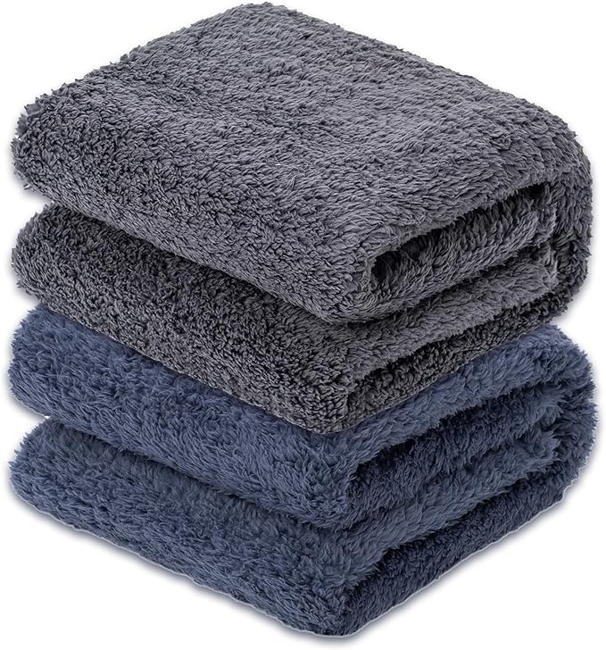 2 Blankets, Dog Cat Pet Blanket, Soft Warm Fleece, for Puppy, Small Dogs or Kitten, Cats, Plush Fuzzy Blanket for Bed, Sofa, Travel (40" x 32", 2/Pack, Dark Gray+Navy Blue)