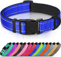 Joytale Reflective Dog Collar, Soft Neoprene Padded, Metal D-Ring, Nylon Pet Collar Adjustable for Large Dogs, Navy Blue, L