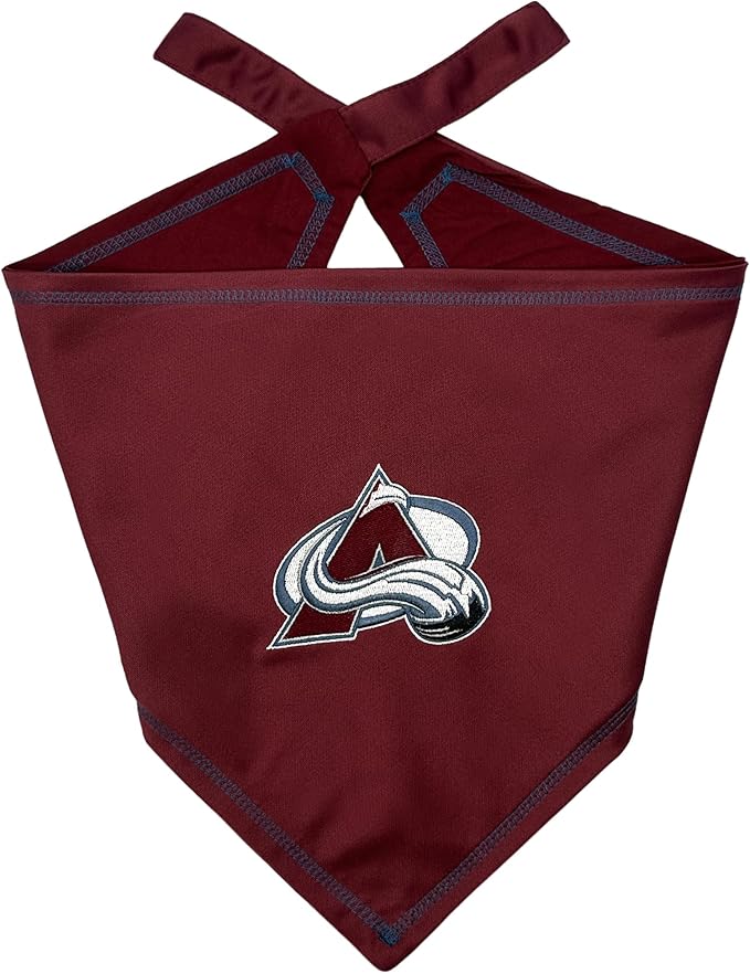 Pets First NHL Colorado Avalanche TIE Bandana, Size Small/Medium. Dog Bandana Scarf Bib for Pet Cat Dog. The Ultimate Game-Day, Party Bandana