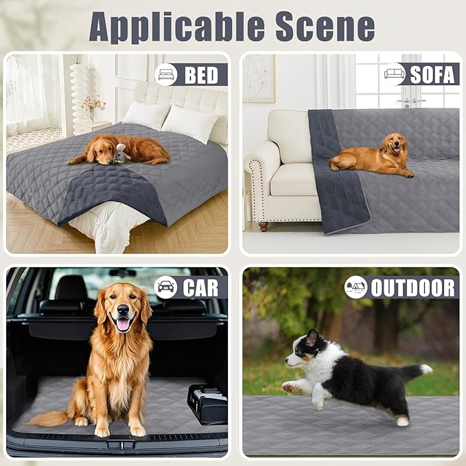 Smiry Waterproof Dog Bed Cover Blanket 30x70, Soft Reversible Pet Blanket, Washable Leakproof Cats Dogs Couch Cover for Sofa, Couch, Furniture, Lattice, Grey/Dark Grey (Pack of 2)