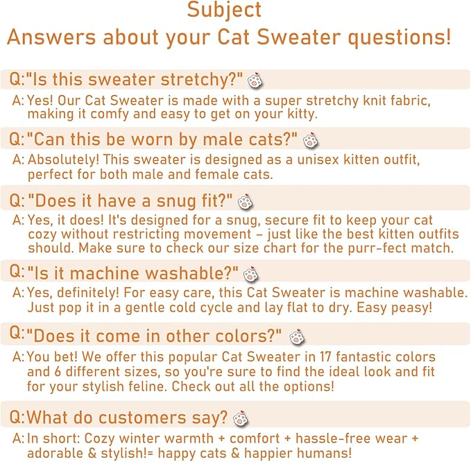 Stretchy Cat Sweater - 17 Colors & 6 Sizes | Snug Winter-Ready Knit for Boy/Girl Cats & Kittens(Pink, X-Small)