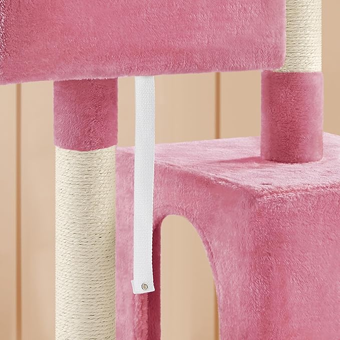Yaheetech 33.5in Cat Tree, Small Kittens Tower w/Large Perch&2 Cozy Condos, Sisal Scratching Posts for Indoor Kittens/Cat, Stable Pet Activity Center Furniture, Pink