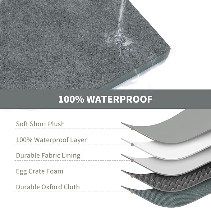 Orthopedic Dog Bed for Extra Large Dogs, XL Comfort Pet Mat for Large Sized Dog 44x32 Inch, Egg Crate Foam with Removable Washable Oxford Cover, Gray