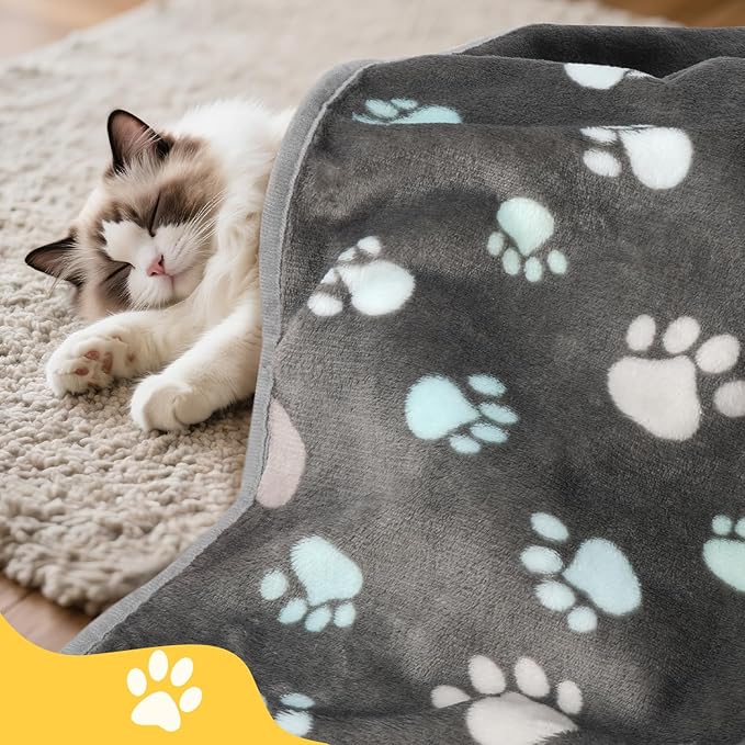 Premium Soft Dog Blanket Washable, 40" x 32" Flannel Gray Dog Blanket for Small and Medium Dogs and Indoor Cats
