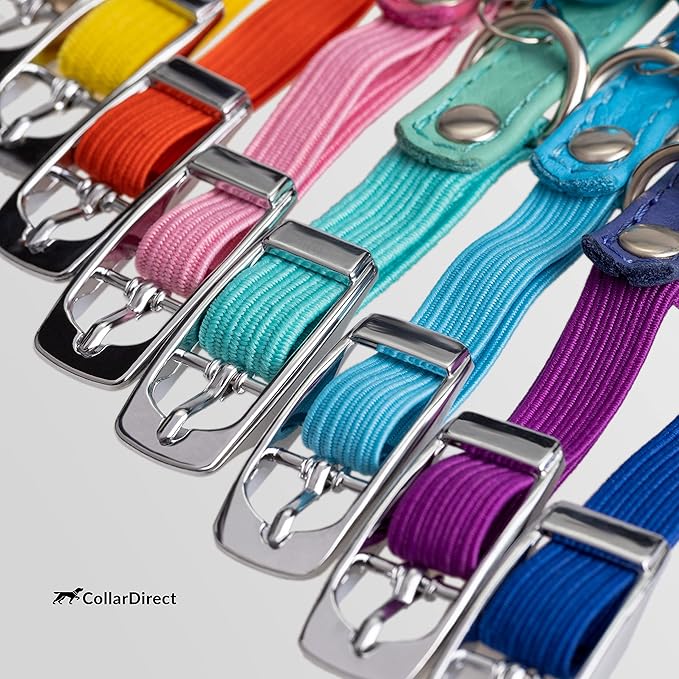 CollarDirect Leather Cat Collar, Cat Safety Collar with Elastic Strap, Kitten Collar with Bell Black Blue Red Orange Lime Green (8-11 Inch, Yellow)