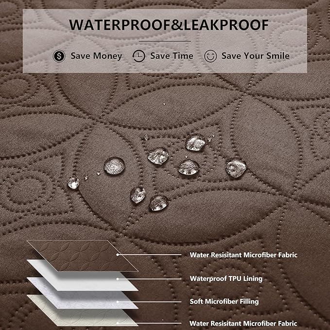 Waterproof Dog Blanket, 40x50 inches Pet Couch Covers for Sofa, Bed Furniture Protector from Dogs Washable and Reversible-Chocolate+Cream
