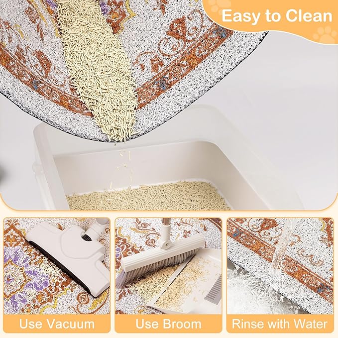 Bienbee Cat Litter Mat, 33" x 22" Large Size Litter Box Mat Rug with Non-Slip Bottom,Urine and Water Proof, Easy to Clean Cat Supplies Essentials for Indoor Kitty Kitten Floor, Brown L