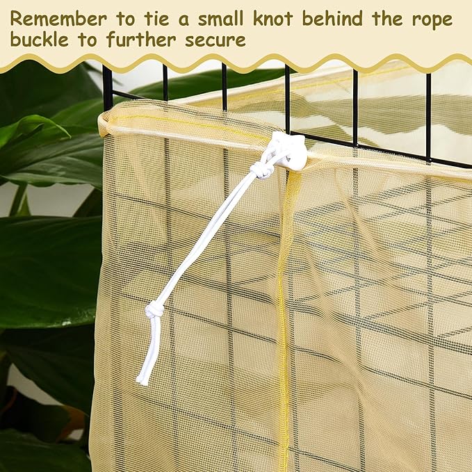 Shappy Large Bird Cage Seed Catcher,Bird Cage Cover Net Skirt Guard,Adjustable Soft Airy Mesh Net for Parrot Parakeet Macaw(118 x 15 Inch/ 300 x 37 cm,Yellow)