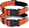 2 Pack Reflective Dog Collar with Safety Locking Buckle, Adjustable Soft Breathable Comfortable Nylon Pet Collar for Small, Medium and Large Dogs, Orange, S