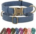Didog Soft PU Leather Dog Collar, Stylish Quick Released Dog Collar for Large Dogs, Easy Clean Adjustable Pet Collar for Daily Walking, Blue, L Fit 15-23" Neck