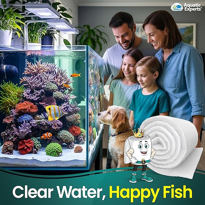 Aquatic Experts Aquarium Filter Floss for Fish Tank Filters - FilterFirst Aquarium Filter Pad - Media Roll for Crystal Clear Water, 12" x 12' x ½ to ¾ Thick