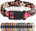 Dog Collar for Boys Girls, Floral Puppy Collar for Small Medium Large Dogs, Adjustable Soft Pet Collar With Safety Buckle for Male Females (Red Floral, M)