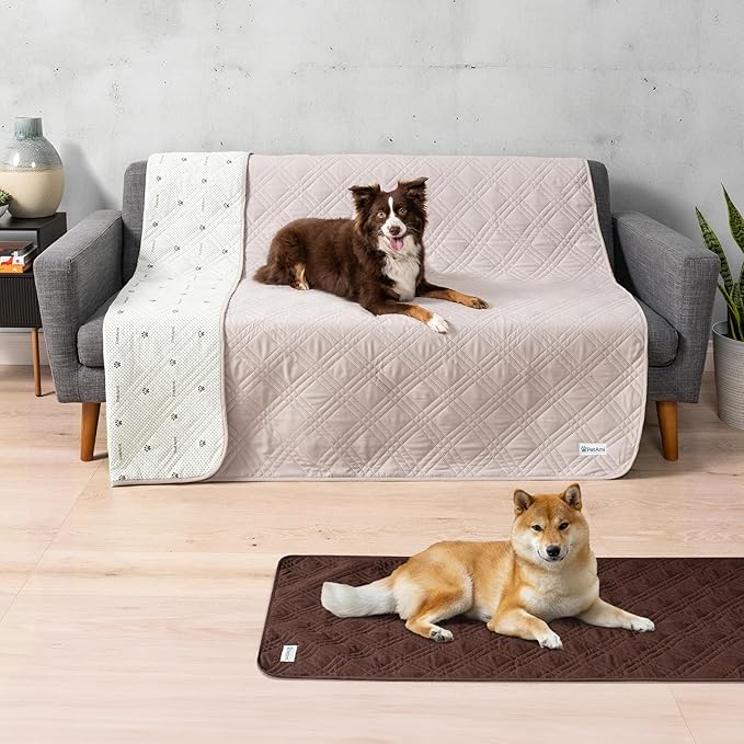 PetAmi Waterproof Couch Cover for Dogs, Reversible Furniture Cover Sofa Protector for Pet Cat Bed, Washable Blanket Dog Cover for Couch Seat, 52x82 Beige