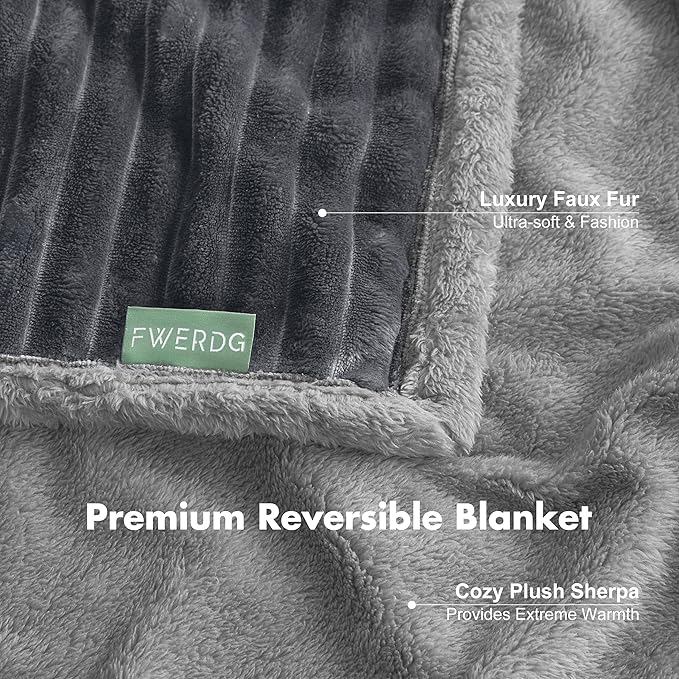 Waterproof Dog Blanket for Large Dogs - Washable Pet Throw Blanket for Couch Bed Protector, Cozy Fleece Calming Dog Blankets for Indoors & Outdoors, Dark Grey, 50"x60"
