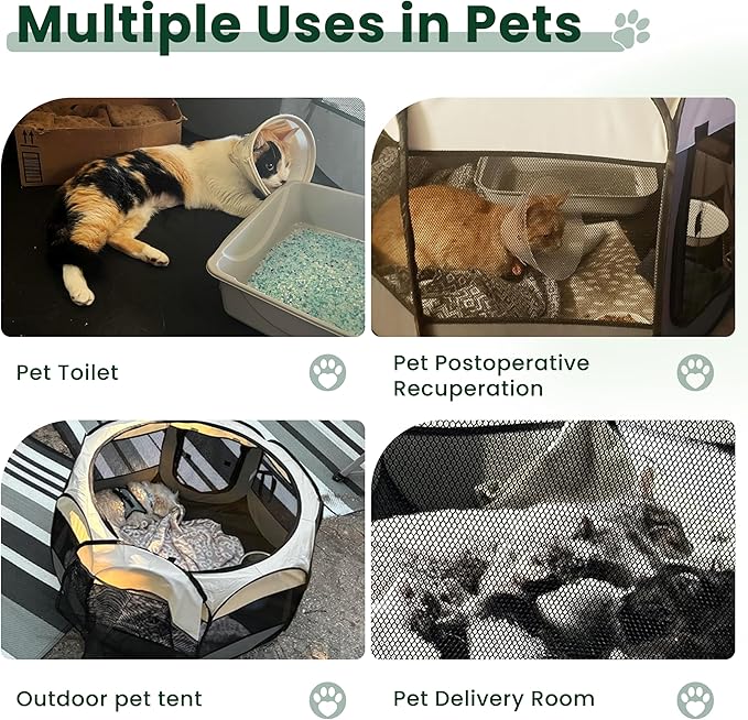 Love's cabin Pet Puppy Dog Playpen, Small Dog Tent Crates Cage Indoor/Outdoor, Portable Playpen for Cat, Foldable Pop Up Dog Kennel Playpen with Carring Case, Removable Zipper Top, Dark Grey