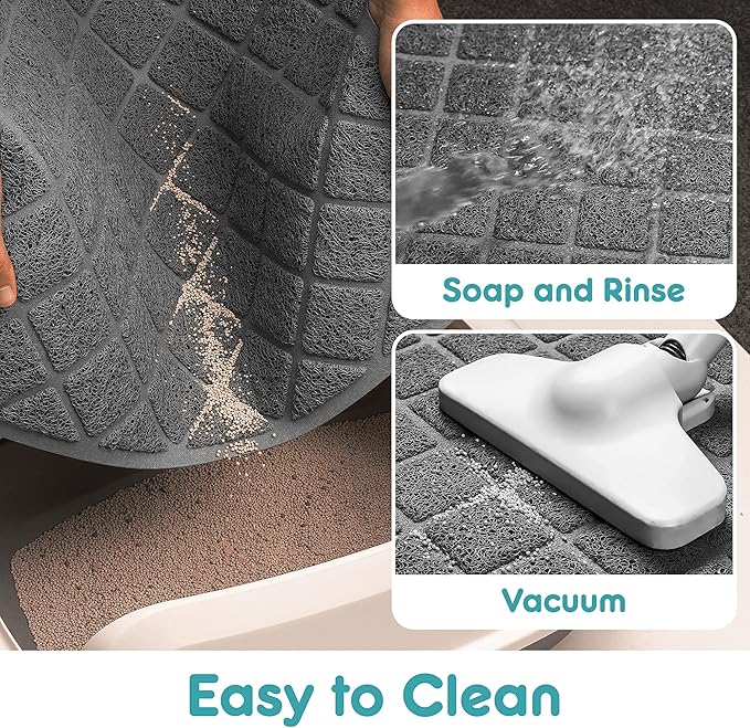 Cat Litter Mat Litter Trapping Mat, 35" x 23" Premium Durable PVC Grid Mesh with Scatter Control, Non-slip, Less Waste Cat Litter Box Mat, Soft on Kitty’s Paws, Urine Waterproof