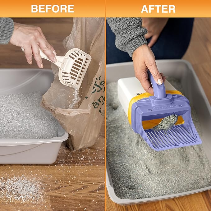 Neater Pet Brands Neater Scooper XL Cat Litter Scoop, 60 Refill Bags – Extra-Large Capacity Mess-Free Cat Litter Scooper with Bag for Large & Multiple Cats, Spill-Proof Litter Box Scooper with Holder