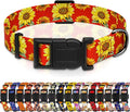 Dog Collar, Floral Boys Girls Puppy Collar for Small Medium Large Dogs, Adjustable Soft Pet Collar with Safety Buckle for Male Females (Red Sunflower, S)
