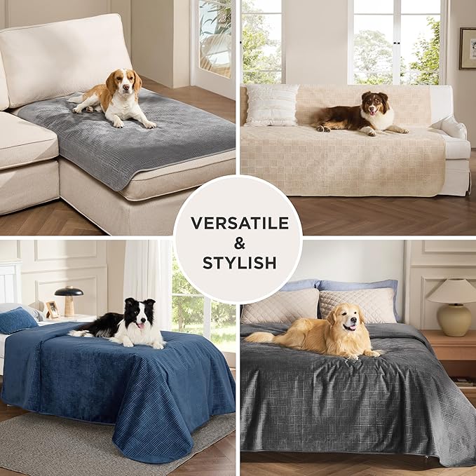 Bedsure Waterproof Couch Cover for Dogs Washable - Waterproof Blanket for Couch Sofa Cozy, Lightweight Furniture Protector for Pet Cat Quick Drying Puppy, Navy, 30x70IN