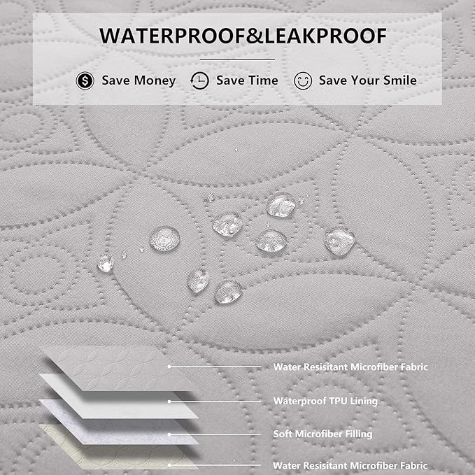 Waterproof Dog Blanket, 52x82 inches Pet Couch Covers for Sofa, Bed Furniture Protector from Dogs Washable and Reversible-Lightgrey+Cream