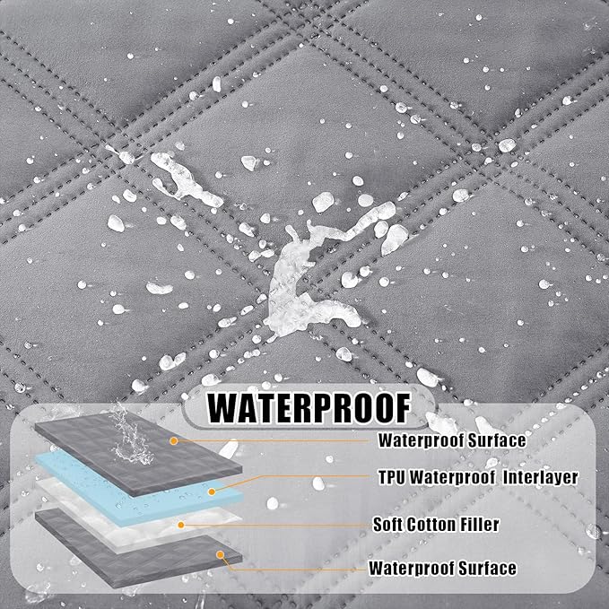 Smiry Waterproof Dog Bed Cover Blanket 68x82, Soft Reversible Pet Blanket, Washable Leakproof Cats Dogs Couch Cover for Sofa, Couch, Furniture, Grey/Grey
