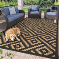 GENIMO Outdoor Rug for Patio Clearance,6'x9' Waterproof Mat,Reversible Plastic Camping Rugs,Rv,Deck,Porch,Camper,Balcony,Backyard (Black & Brown)