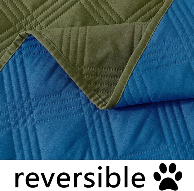 hyha Waterproof Dog Blanket, Reversible Pet Bed Blanket, Soft Sofa Couch Cover for Dogs Washable, Waterproof Pet Couch Covers for Sofa Puppy Cats Furniture Protector(40"x70", Green/Navy Blue)