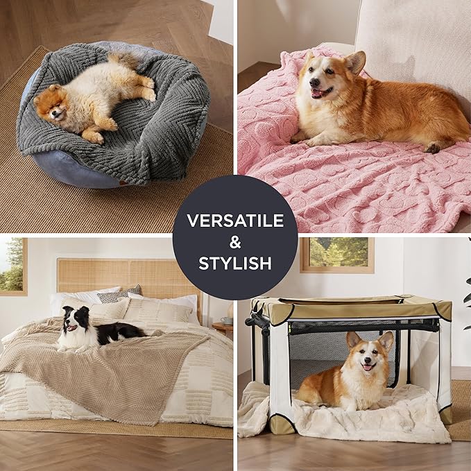 Bedsure Dog Blanket for Large Dogs Washable - Fluffy Fuzzy Puppy Cat Blanket with Premium 300GSM Coral Fleece Soft for Pet Kitten Doggy, Brown, 40x50IN