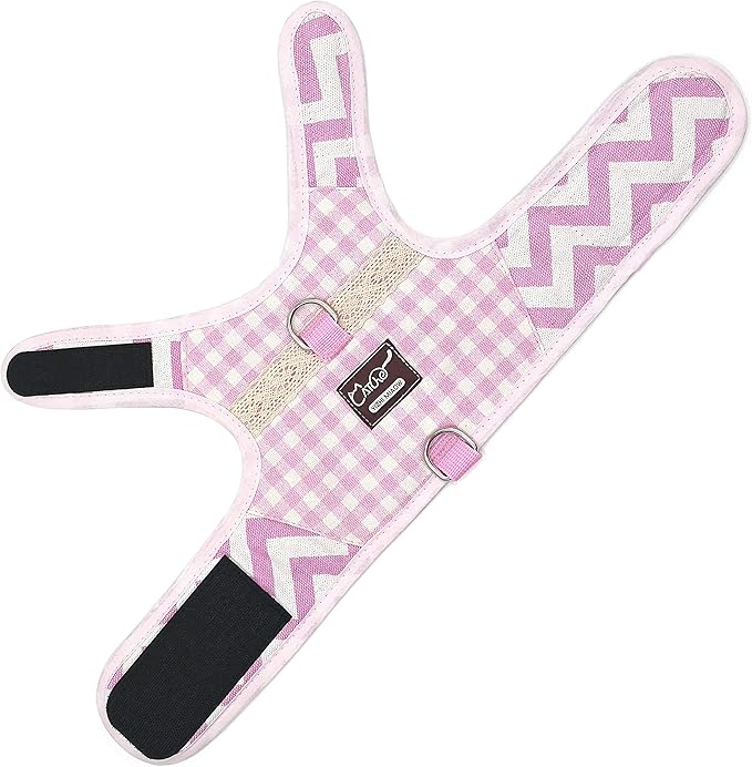 Cat Harness and Leash for Walking Escape Proof, Adjustable Cat Vest Harness, Padded Stylish Cat Walking Jackets, Pink Plaid, Medium