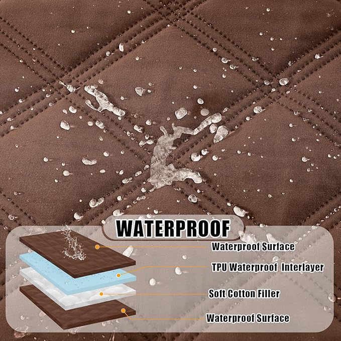Smiry Waterproof Dog Bed Cover Blanket 52x82, Soft Reversible Pet Blanket, Washable Leakproof Cats Dogs Couch Cover for Sofa, Couch, Furniture, Brown/Brown