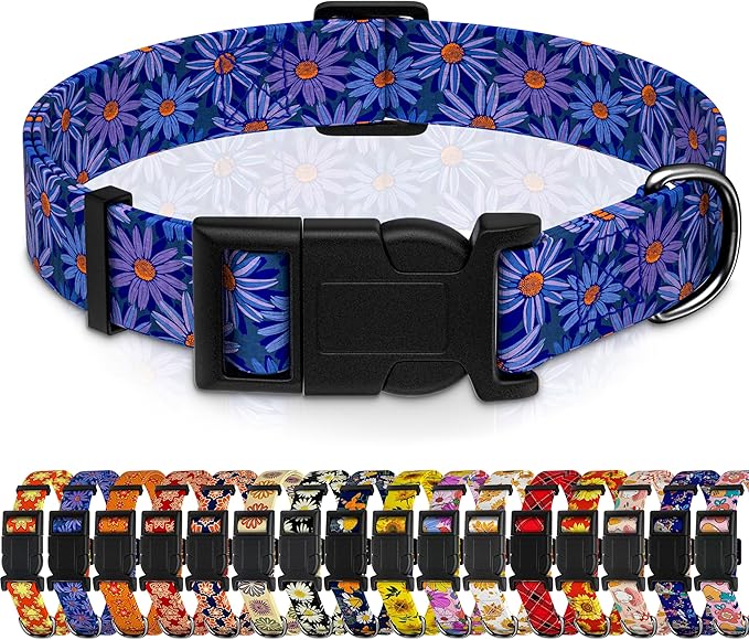 Dog Collar, Classical Indian Spirit Boys Girls Puppy Collar for Small Medium Large Dogs, Adjustable Soft Indian Pet Collar with Safety Buckle for Male Females(Purple,M)