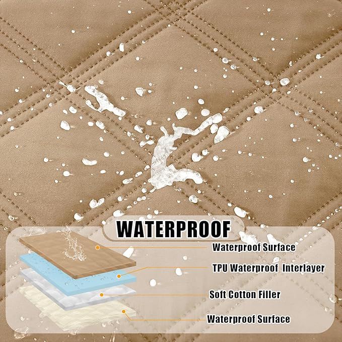 Smiry Waterproof Dog Bed Cover Blanket 82x102, Soft Reversible Pet Blanket, Washable Leakproof Cats Dogs Couch Cover for Sofa, Couch, Furniture, Camel/Beige