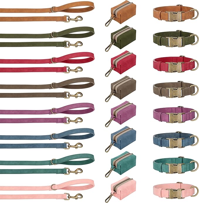Didog Soft PU Leather Dog Collar, Stylish Quick Released Dog Collar for Large Dogs, Easy Clean Adjustable Pet Collar for Daily Walking, Pink, L Fit 15-23" Neck