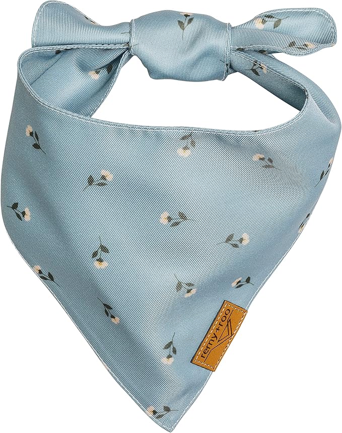 Remy+Roo Small Spring Dog Bandanas - 4 Pack Emily Set | Premium Durable Adjustable Polyester Fabric Dog Scarfs | Patented Shape Girl Dog Bandana, Trendy Patterns, Floral Dog Bandana